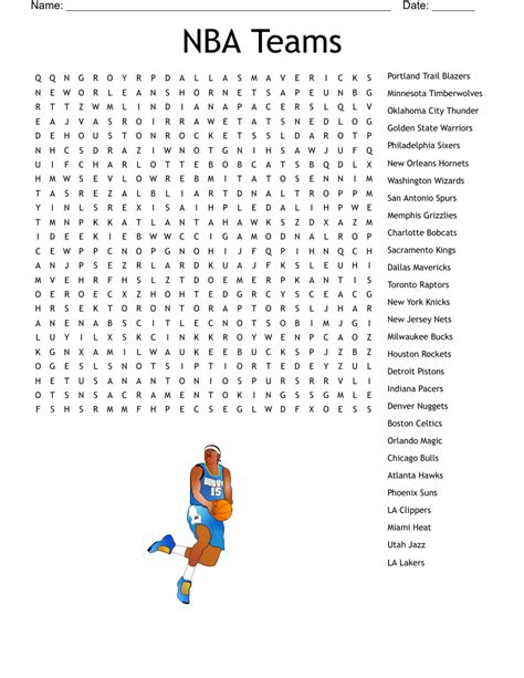 Nba Basketball Teams Word Search Wordmint