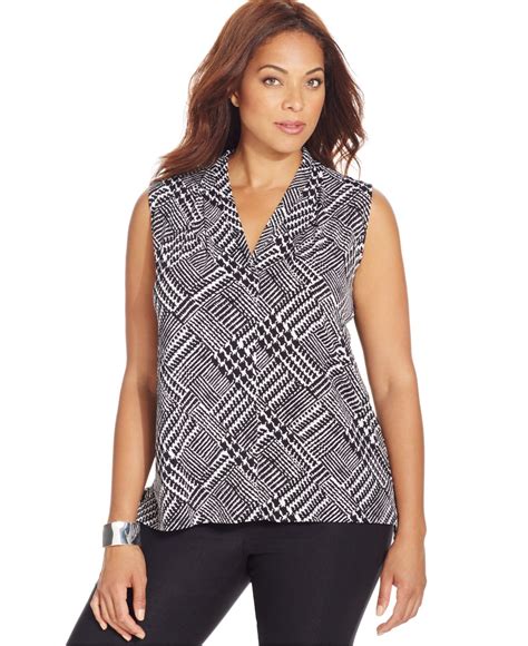 Jones New York Collection Plus Size Sleeveless Printed Top In White Lyst