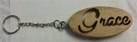 Personalized Scroll Saw Keychain Made From Reclaimed Elm Wood Scroll