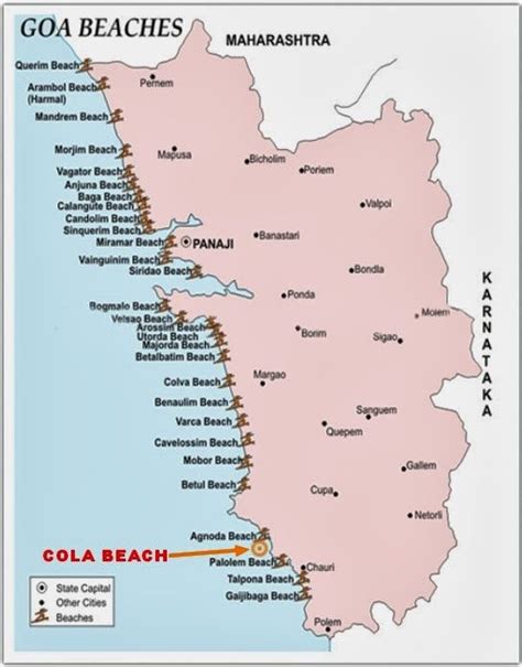 Location Map Of Cola Beach Goa India Goa Travel Travel Maps Italy