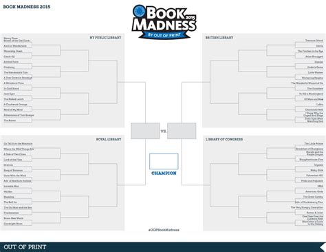 Book Madness Print Your Bracket — Out Of Print