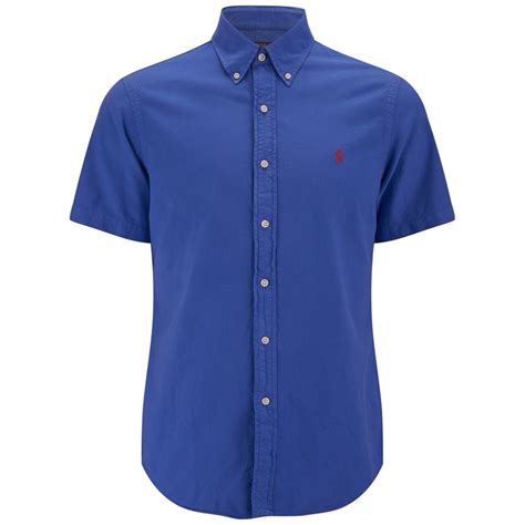 Polo Ralph Lauren Mens Short Sleeve Oxford Shirt Spectrum Blue