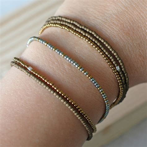 6 Tiny bead bracelets layer bracelets small bead by TinyTinyBeads