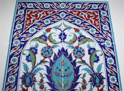 X Hand Painted Iznik Pattern Turkish Tile Mural Panel Anatolian
