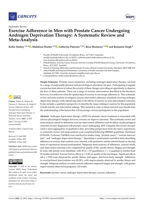 Pdf Exercise Adherence In Men With Prostate Cancer Undergoing Androgen Deprivation Therapy A