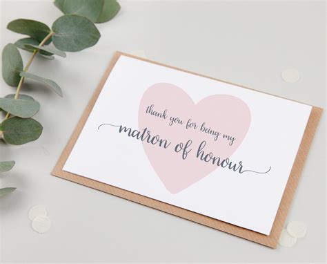 Thank You For Being My Matron Of Honour Card Matron Of Etsy