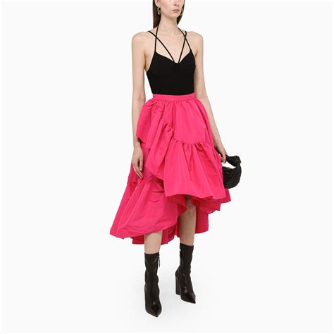 Alexander Mcqueen Neon Pink Ruffle Skirt Thedoublef