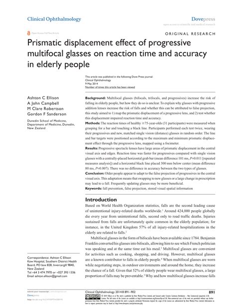 Pdf Prismatic Displacement Effect Of Progressive Multifocal Glasses