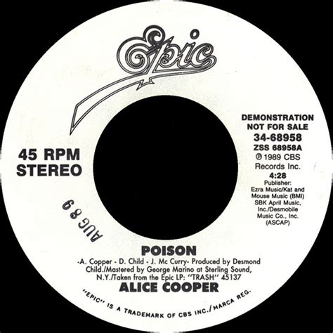 Alice Cooper Poison 1989 Vinyl Discogs