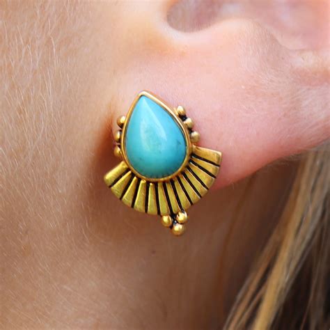Cleopatra Turquoise Gold Earrings Tonimay