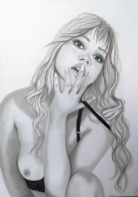 Aktzeichnung Akt Pin Up Nude Drawing Erotic Nu Dessin Original