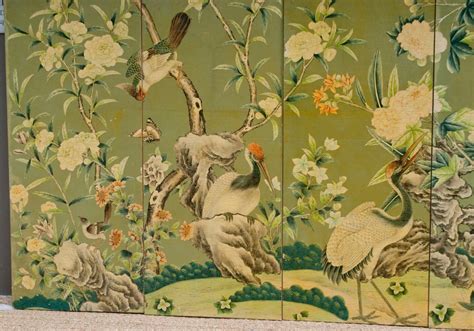 Gracie Room Sized Hand Painted Wallpaper Screen At 1stdibs
