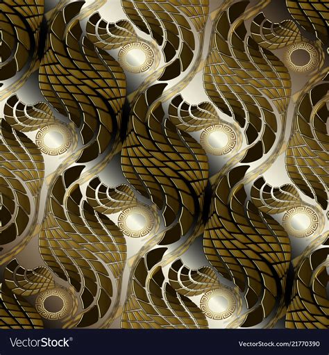 Ornate Gold Brown 3d Abstract Seamless Pattern Vector Image