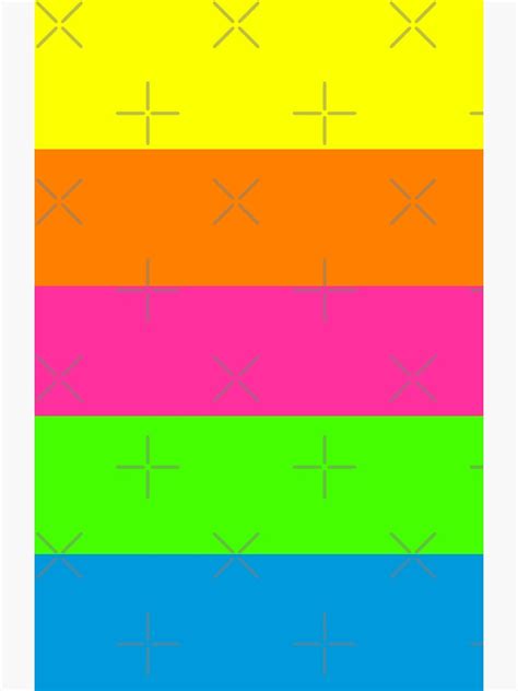 Plain Solid Neon Fluorescent Rainbow Stripes 5 Colors Poster For