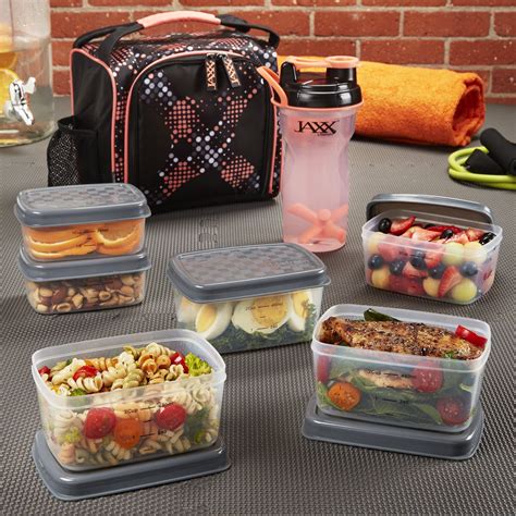 Fit And Fresh Original Jaxx Fitpak Insulated Meal Prep Bag With Portion