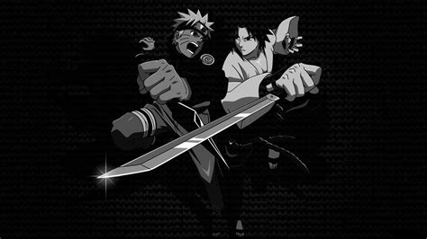 Download Naruto And Sasuke Black And White Wallpaper