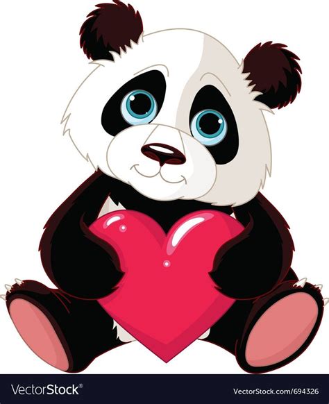 Valentine Panda Vector Image On Cute Panda Panda Art Heart Clip Art