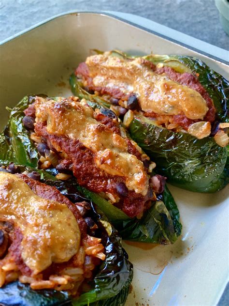 unbelievable vegetable stuffed poblano peppers