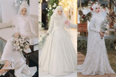 10 Inspirasi Wedding Dress Hijab Ala Selebgram Tema Putih