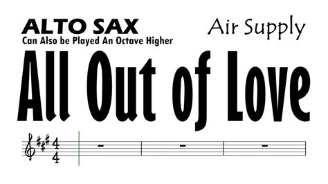 All Out Of Love Alto Sax Sheet Music Backing Track Play Along Partitura