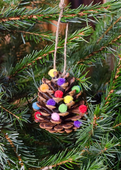 Homemade Christmas Decorations Pom Pom Pine Cones