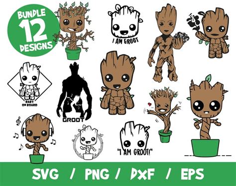 Groot SVG Bundle Groot Vectors Marvel Cricut Cut File Vinyl