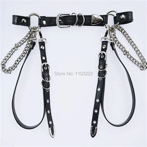 sexy designed handcrafted metal punk rock waist cincher belt leather harness chains garter belt