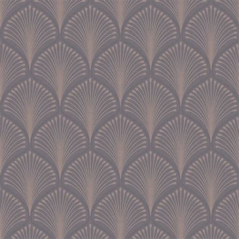 Layla Charcoal And Rose Art Deco Fan Wallpaper By Grandeco