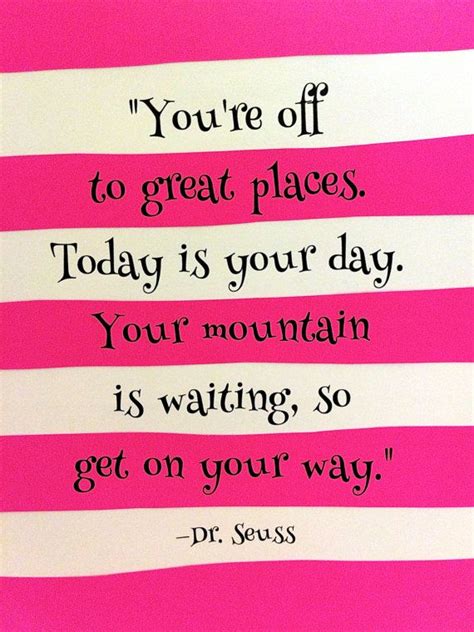 Oh The Places Youll Go Dr Seuss Wall Quote Hot Pink And White