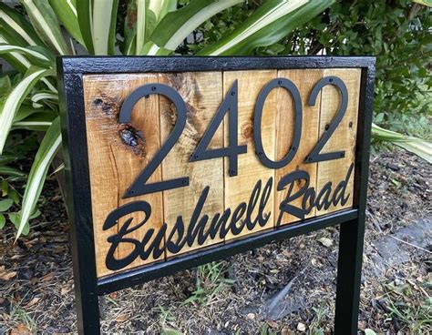 Street Name Address Stake Reclaimed Wood House Number Sign Etsy Yard