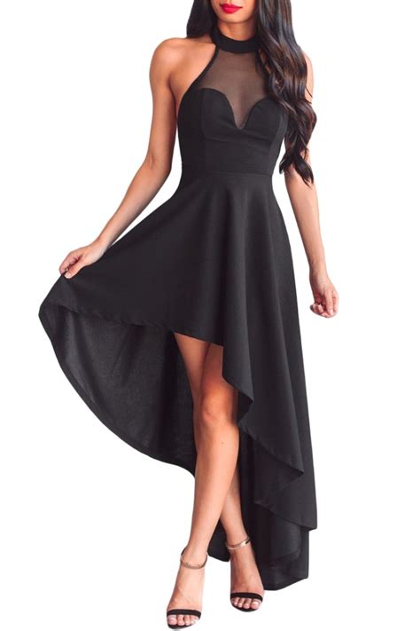 Sexy Vestido Negro Halter Asimetrico Largo Elegante 61800 599 00 En Mercado Libre