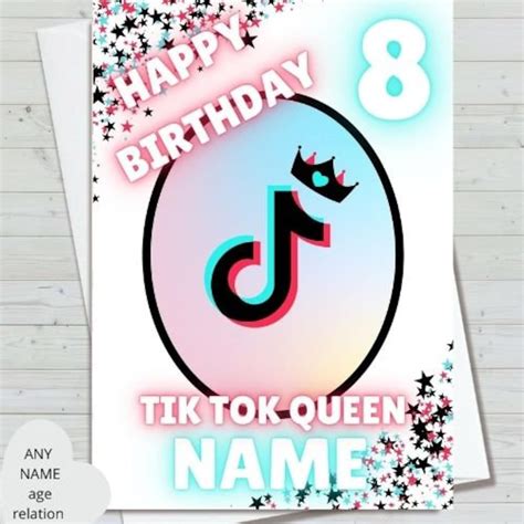 Tik Tok Birthday Card Tik Tok Personalised Any Name Etsy