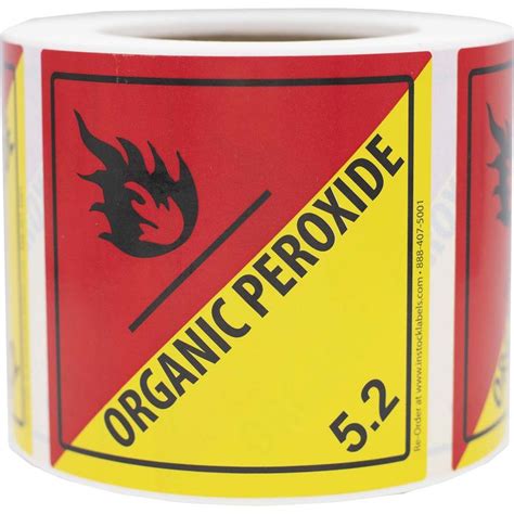 Organic Peroxide Hazard D O T Labels Class In Dots Print