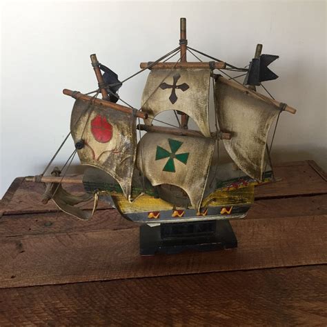 Vintage Ship Model Decorative Sailing Ship Nautical Decor Etsy