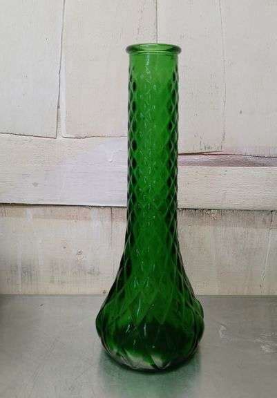 Hoosier Green Emerald Glass Vases Sherwood Auctions