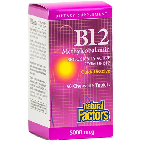 Natural Factors Vitamin B12 Methylcobalamin 5000 Mcg 60 Tabs