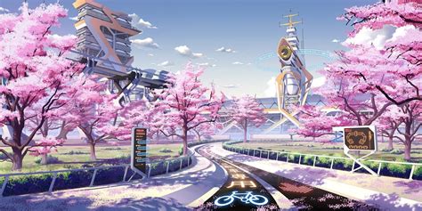 Cherry Blossom Seasons Spring Futuristic Culture Japan
