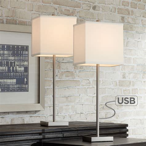 360 Lighting Modern Table Lamps Set Of 2 With Usb Charging Ports