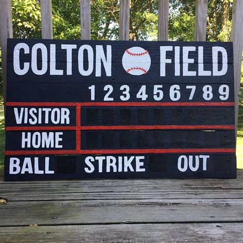 Custom Name Baseballsoftball Scoreboard Wooden Painted Sign Baseball