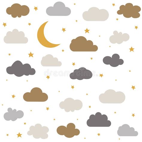 Cute Baby Cloud Pattern Vector Seamless Stock Vector Illustration Of