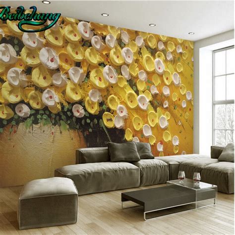 Beibehang Large Custom Wallpaper Mural Gold Yellow Stereo