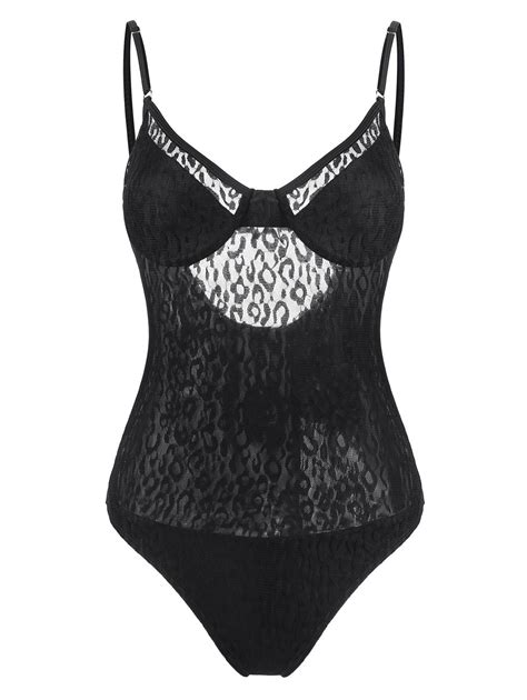 30 Off 2022 Lace Front Underwire One Piece Swimsuit In Black Dresslily