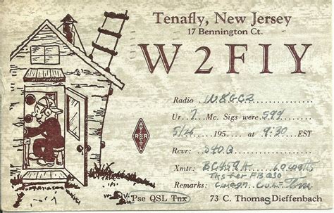 Vintage W2fiy Tenafly New Jersey Usa 1951 Amateur Radio Qsl Card Ebay