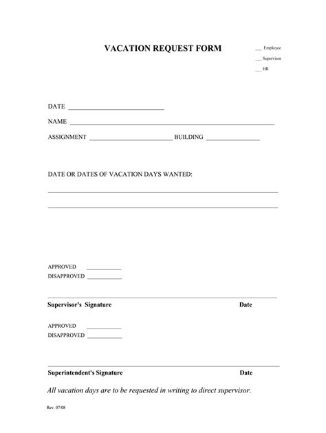 Vacation Request Form Fill And Sign Printable Template Online Us