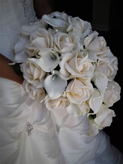 Cascading Bridal Bouquet Real Touch Rose And Calla Lily Etsy Ireland