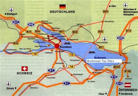 ღღ Bodensee Karte Bodensee Bundesstraßen Und Bodensee Autobahnen