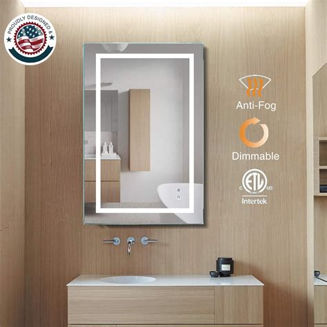 Exbrite Led Bathroom Mirror 20 X 30 Inch Anti Fog Dimmable Touch