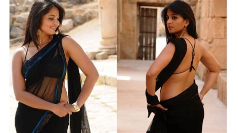 Anushka Shetty Spicy Bare Back Pose In Black Saree DESI GIRLZ
