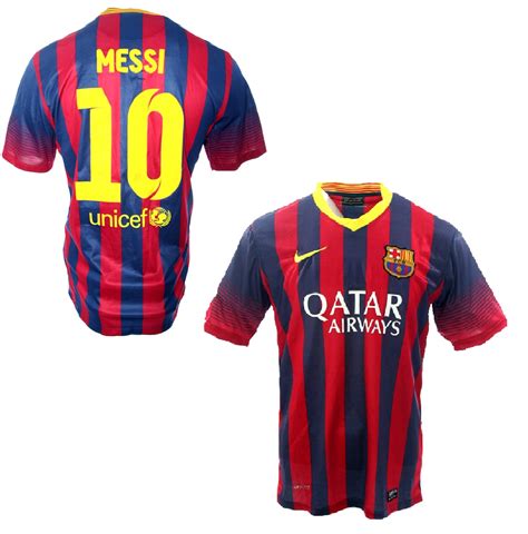 Ronald koeman's side made all the early running as antoine griezmann blazed over from inside the penalty area and messi twice tested ledesma. Nike FC Barcelona Trikot 10 Messi 2013/14 Qatar Home ...