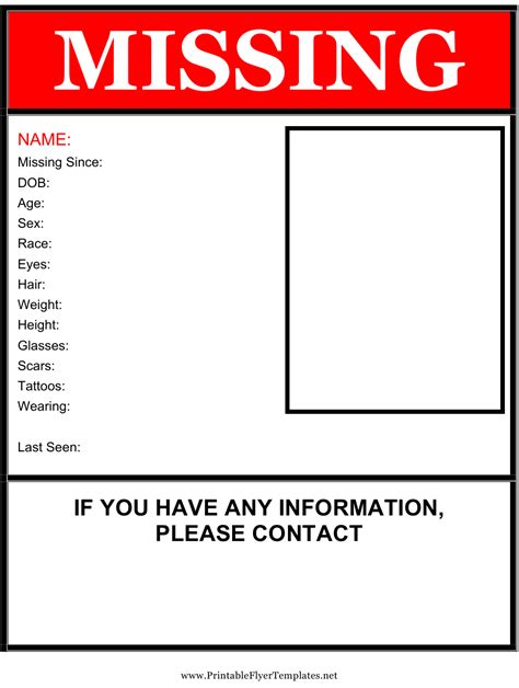 Red Missing Person Poster Template Download Printable Pdf Templateroller